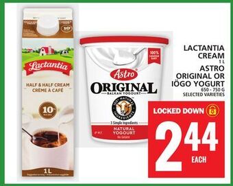 Food Basics Lactantia cream or astro original or iögo yogurt offer