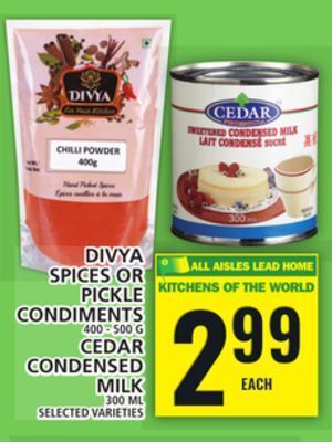 Food Basics Divya spices or pickle condiments or cedar condensed milk offer