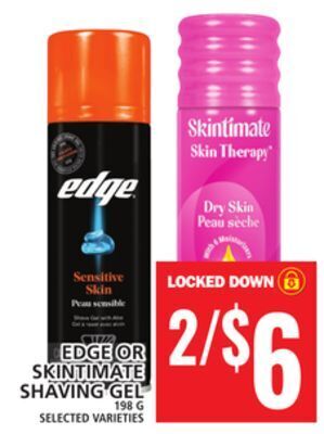 Food Basics Edge or skintimate shaving gel offer