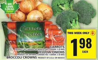 Food Basics Carrots or yellow onions or broccoli crowns offer