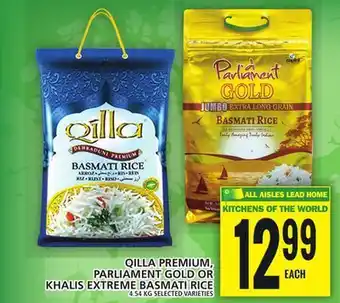 Food Basics Qilla premium, parliament gold or khalis extreme basmati rice offer
