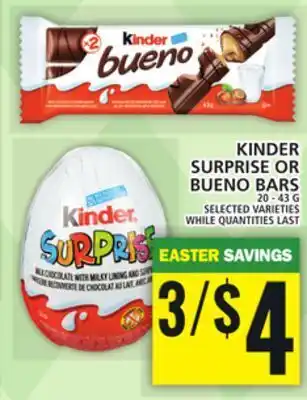Food Basics Kinder surprise or bueno bars offer