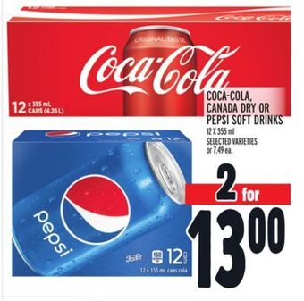 Metro Coca-cola, canada dry or pepsi soft drinks offer