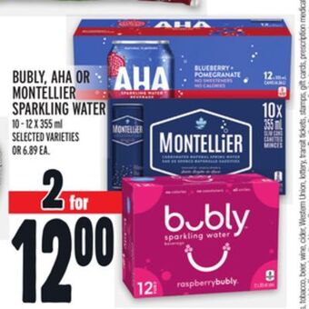 Metro Bubly, aha or montellier sparkling water offer