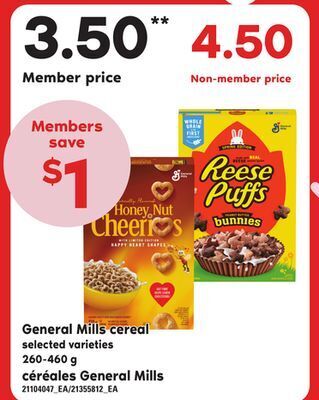 Independent Grocer General mills cereal, 260-460 g offer
