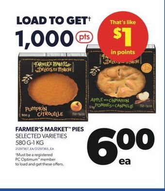 Real Canadian Superstore Farmer's market™ pies, 580 g-1 kg offer