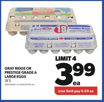 Real Canadian Superstore Gray ridge or prestige grade a large eggs, 18's offer