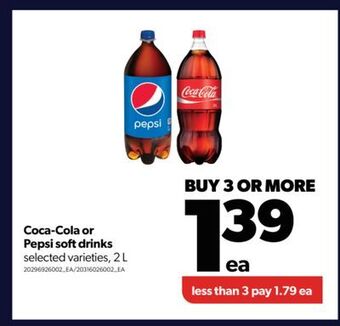 Real Canadian Superstore Coca-cola or pepsi softdrinks, 2 l offer