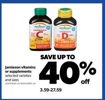 Real Canadian Superstore Jamieson vitamins or supplements offer