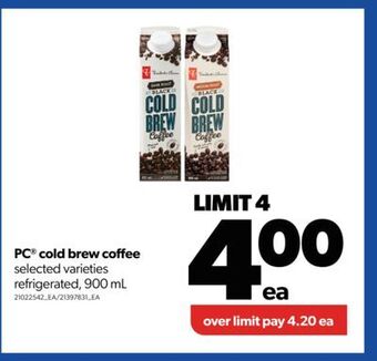 Real Canadian Superstore Pc® cold brew coffee, 900 ml offer