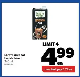 Real Canadian Superstore Earth's own oat barista blend, 946 ml offer