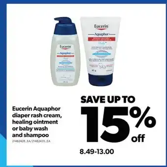 Real Canadian Superstore Eucerin aquaphor diaper rash cream, healing ointment or baby wash and shampoo offer