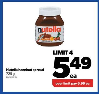 Real Canadian Superstore Nutella hazelnut spread 725 g offer