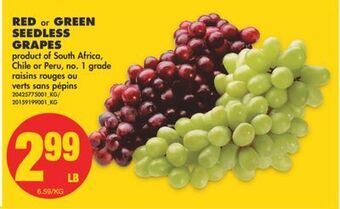 No Frills Red or green seedless grapes offer
