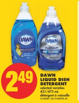 No Frills Dawn liquid dish detergent, 431/473 ml offer
