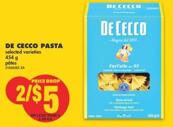No Frills De cecco pasta, 454 g offer