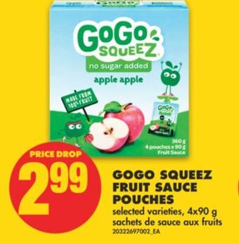 No Frills Gogo squeez fruit sauce pouches, 4x90 g offer