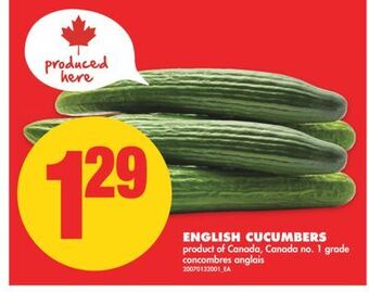 No Frills English cucumbers offer