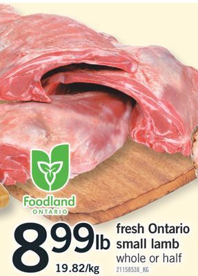 Fortinos Fresh ontario small lamb offer