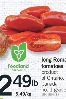 Fortinos Long roma tomatoes offer
