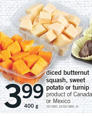 Fortinos Diced butternut squash, sweet potato or turnip, 400 g offer