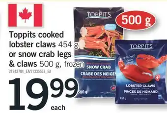 Fortinos Toppits cooked lobster claws or snow crab legs & claws, 500 g offer