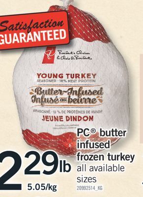 Fortinos Pc® butter infused frozen turkey offer