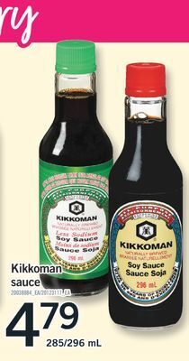 Fortinos Kikkoman sauce, 285/296 ml offer