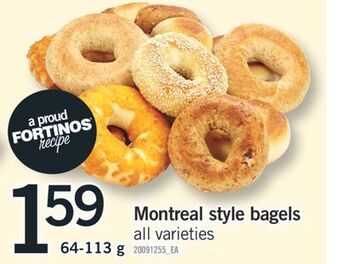 Fortinos Montreal style bagels, 64-113 g offer