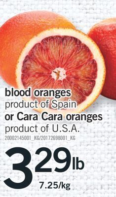Fortinos Blood oranges, or cara cara oranges offer