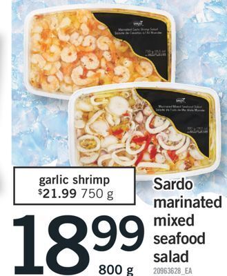 Fortinos Sardo marinated mixed seafood salad, 800 g offer