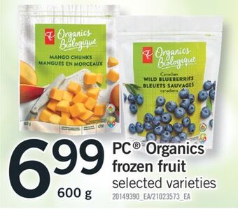 Fortinos Pc® organics frozen fruit, 600 g offer