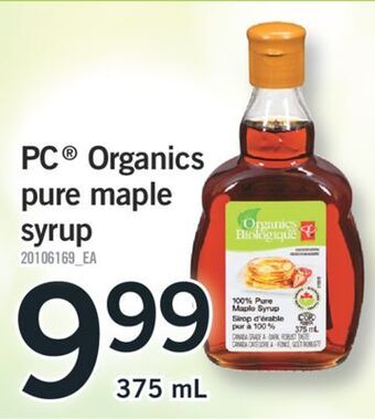 Fortinos Pc® organics pure maple syrup, 375 ml offer