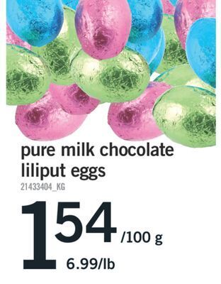 Fortinos Pure milk chocolate liliput eggs offer
