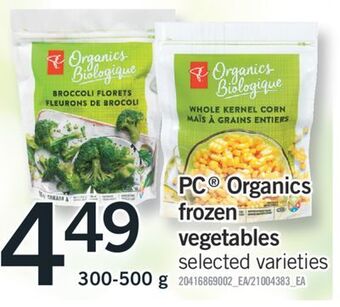 Fortinos Pc® organics frozen vegetables, 300-500 g offer