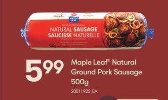 Fortinos Maple leaf® natural ground pork sausage, 500g offer