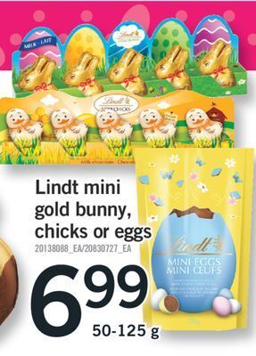 Fortinos Lindt mini gold bunny, chicks or eggs, 50-125 g offer