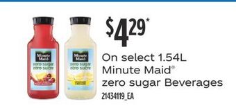 Fortinos On select 1.54l minute maid® zero sugar beverages offer