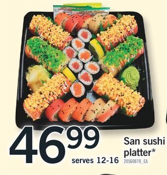 Fortinos San sushi platter, serves 12-16 offer