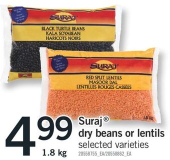 Fortinos Suraj® dry beans or lentils, 1.8 kg offer