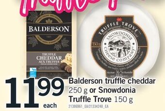 Fortinos Balderson truffle cheddar, 250 g or snowdonia truffle trove, 150 g offer