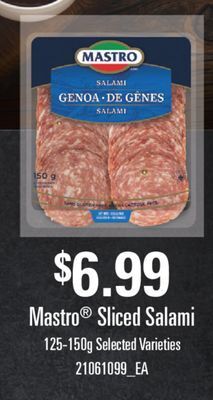 Fortinos Mastro® sliced salami, 125-150g offer