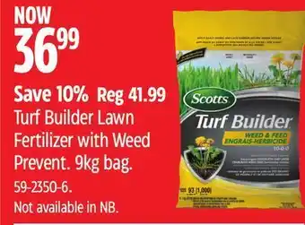 Canadian Tire Scotts turf builder lawn fertilizer with weed prevent offer