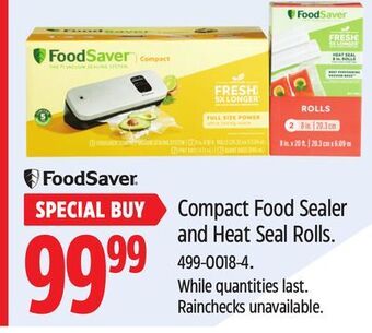 Canadian Tire Foodsaver compact food sealer and heat seal rolls offer