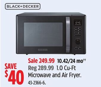 Canadian Tire Black + decker 1.0 cu-ft microwave and air fryer offer
