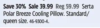 Canadian Tire Serta polar breeze cooling pillow offer