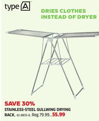 Canadian Tire Type a stainless-steel gullwing drying rack offer
