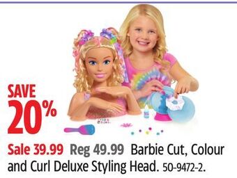 Canadian Tire Barbie cut, colour and curl deluxe styling head offer