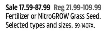 Canadian Tire Golfgreen fertilizer or nitrogrow grass seed offer
