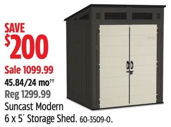 Canadian Tire Suncast modern 6 x 5' storage shed offer